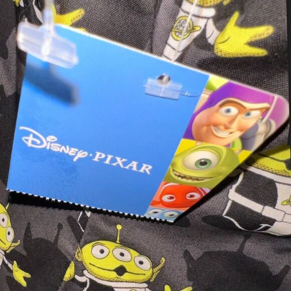 NWT Scrubstar Pixar Toy Story "Alien Madness" Print Women's Mock Wrap Scrub Top - Picture 4 of 5